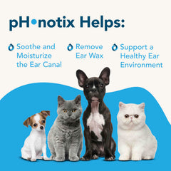 Vetoquinol PH•notix ear cleaner dropper-action highlights quick, no-rinse application.