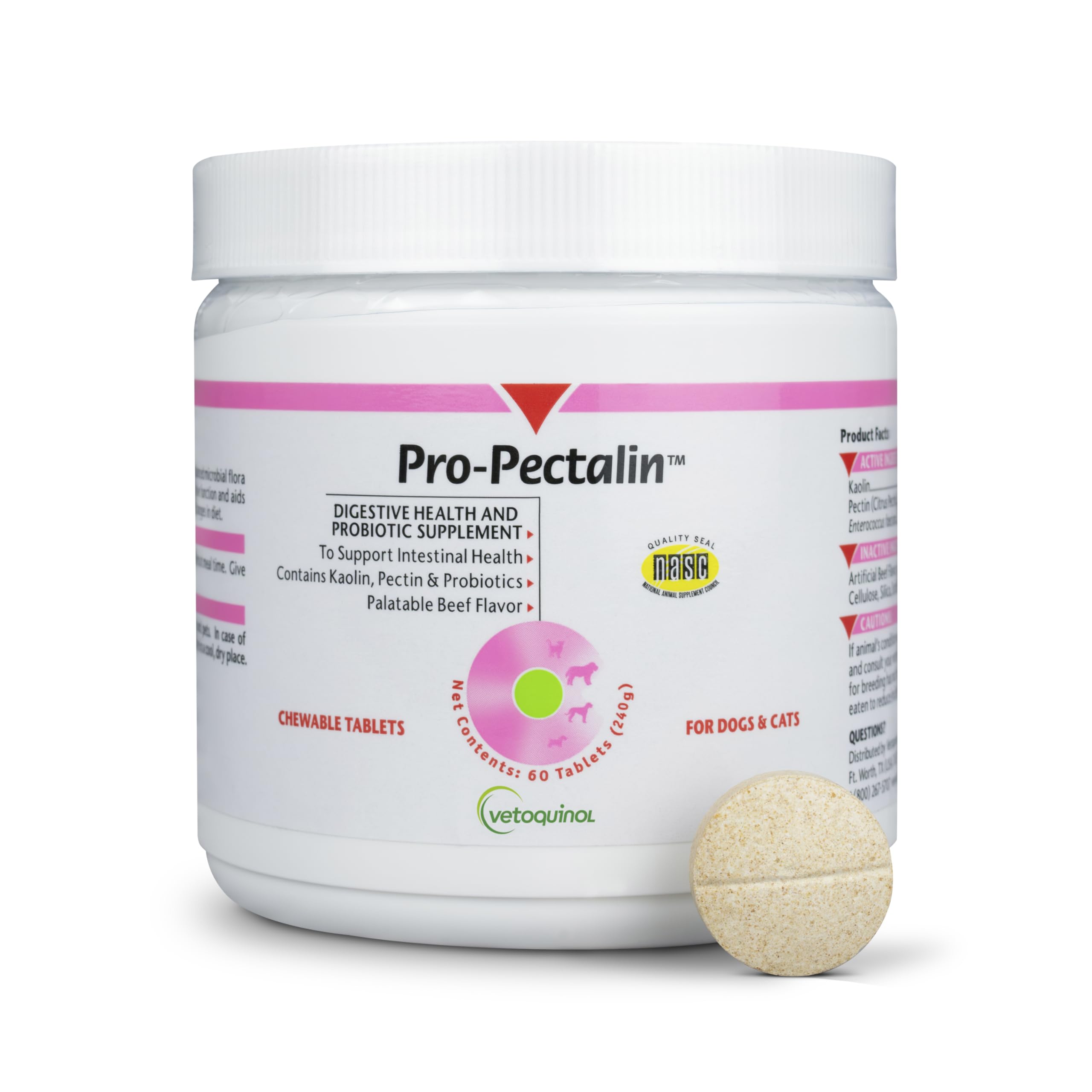 Vetoquinol Pro-Pectalin bottle closeup showing digestive support for pets