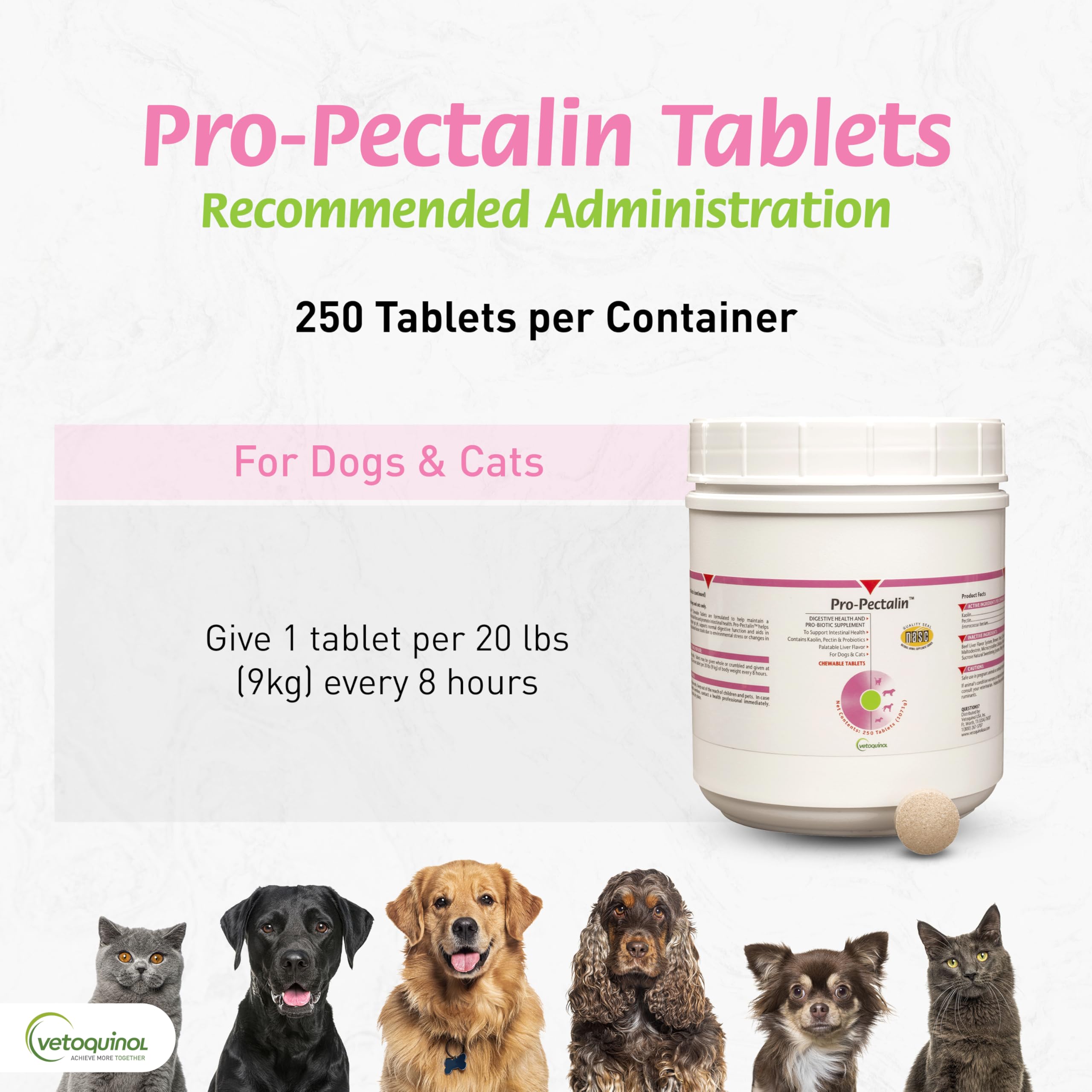 Vetoquinol Pro-Pectalin box packaging with product details visible.