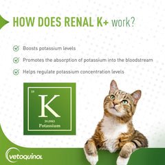 Vetoquinol Renal K+ scoop: guidance for daily dosing with powder.