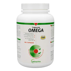 Vetoquinol Triglyceride Omega bottle with pour spout for easy daily dosing.