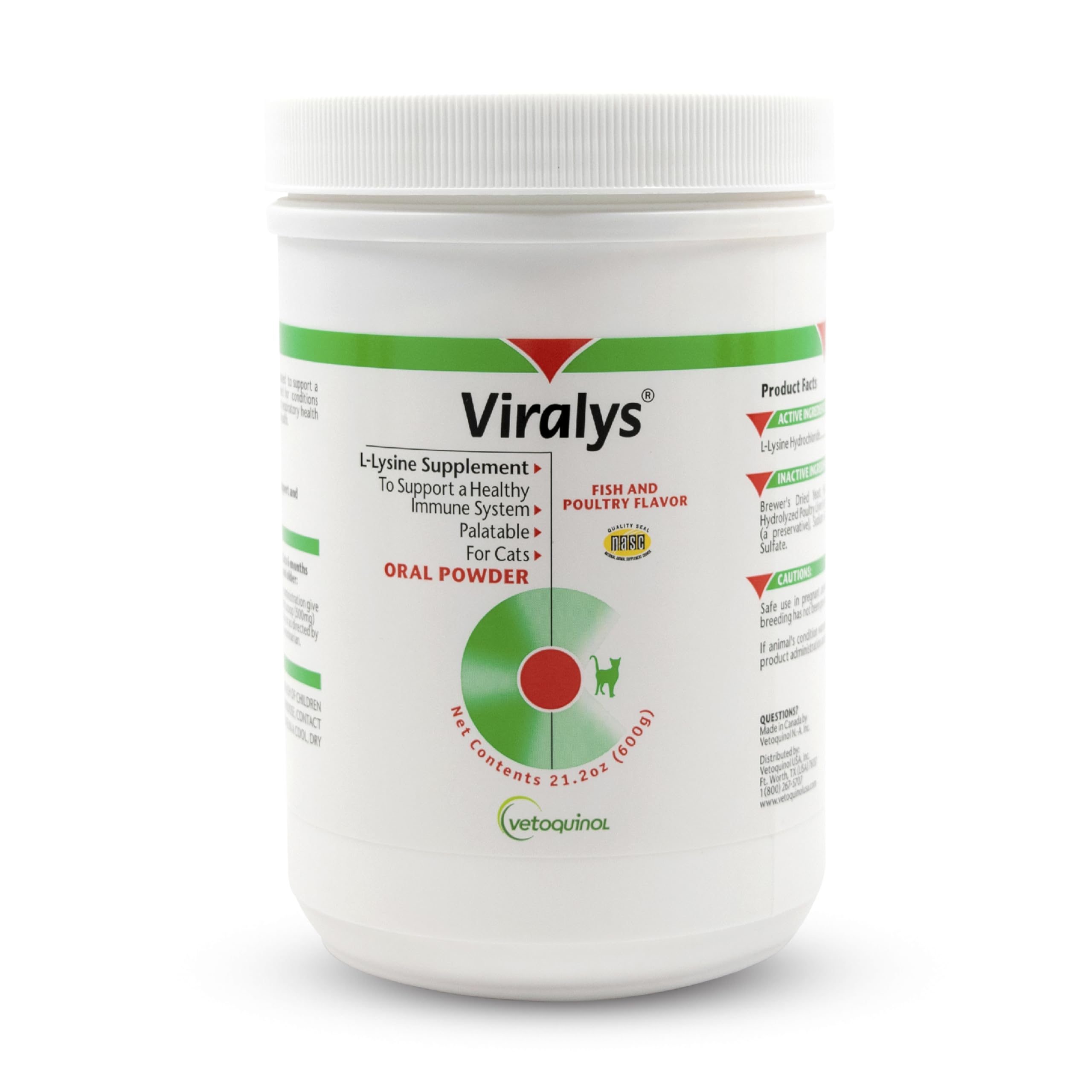 Vetoquinol Viralys powder bottle for easy daily cat dosing