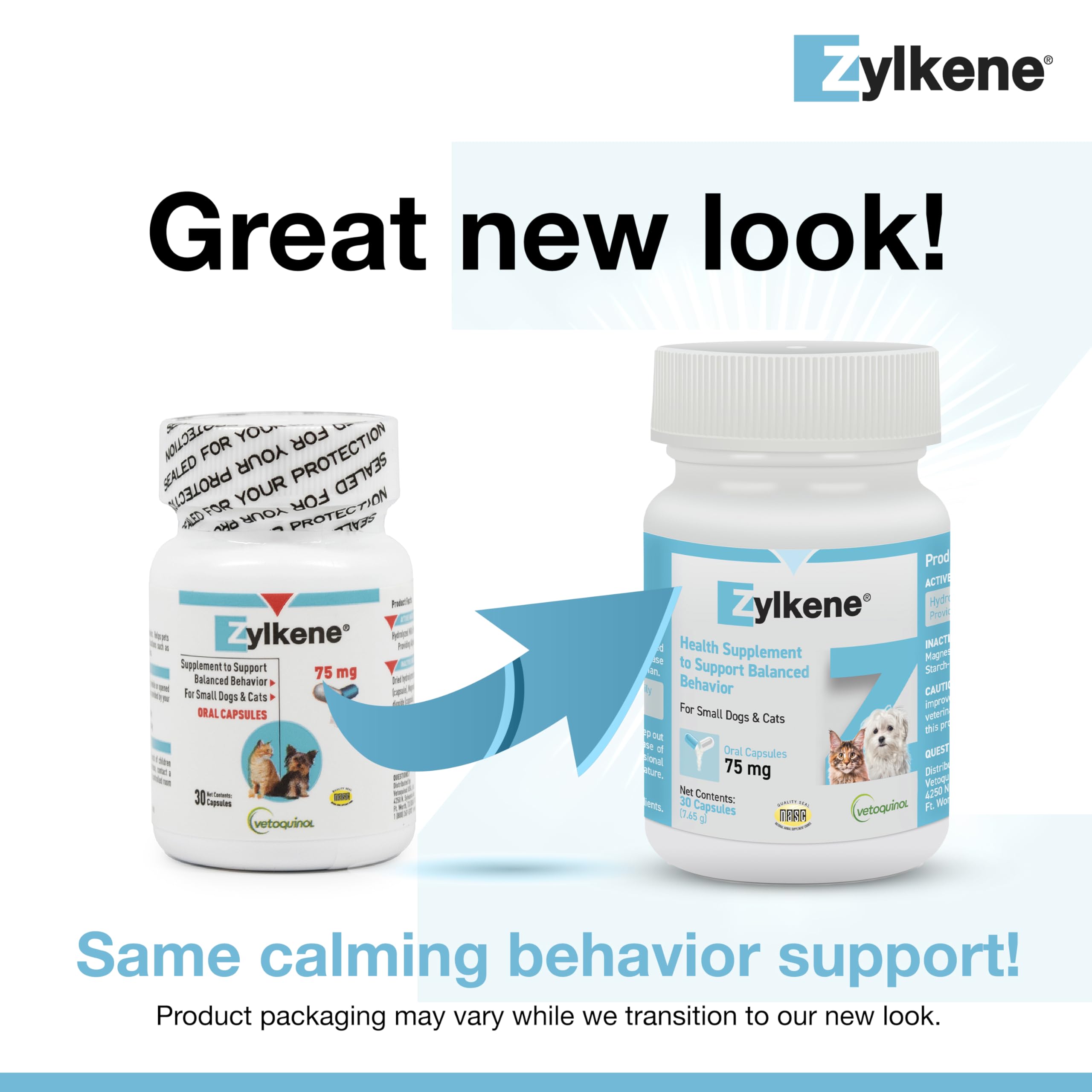 Close-up of Vetoquinol Zylkene capsule for stress coping
