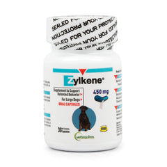 Vetoquinol Zylkene capsule in hand for large dog easing travel stress