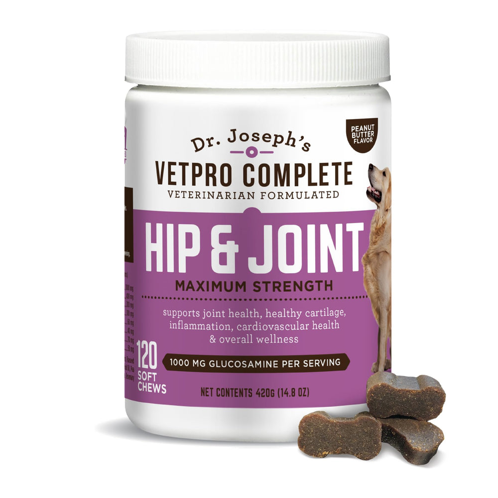 VetPro Complete dog hip and joint chews in peanut butter flavor.