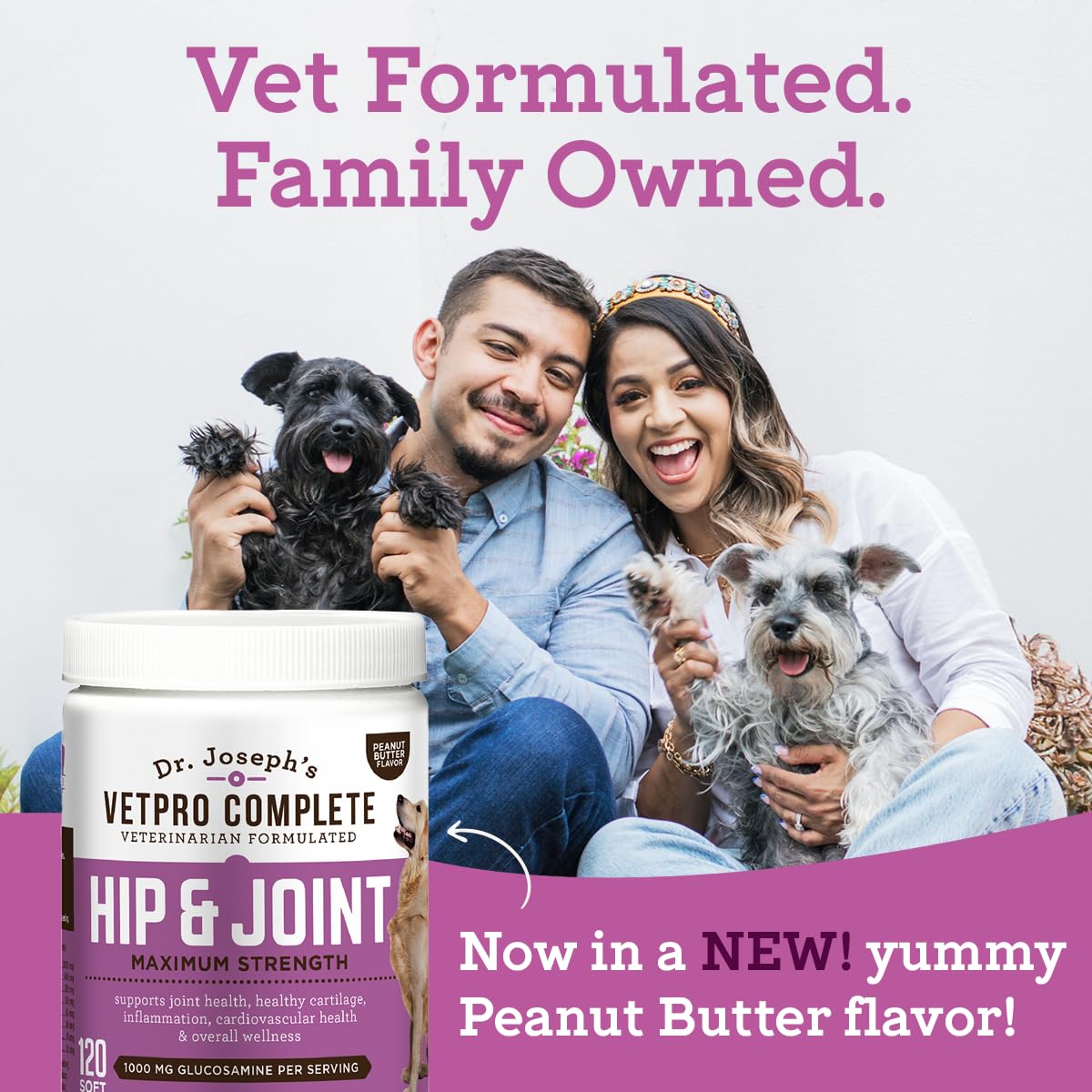 Dog standing up confidently after VetPro Complete chews.