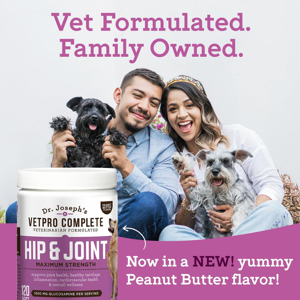 Dog standing up confidently after VetPro Complete chews.