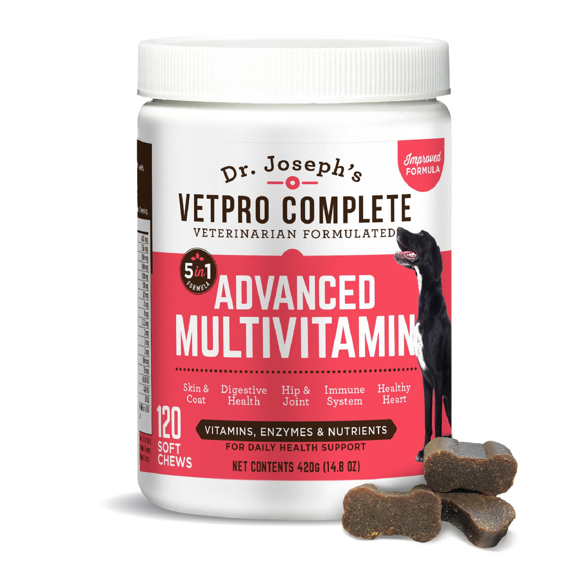 VetPro Complete multivitamin chew pack close-up showing daily health support.