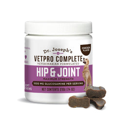 VetPro Complete packaging showing hip joint chews for daily support