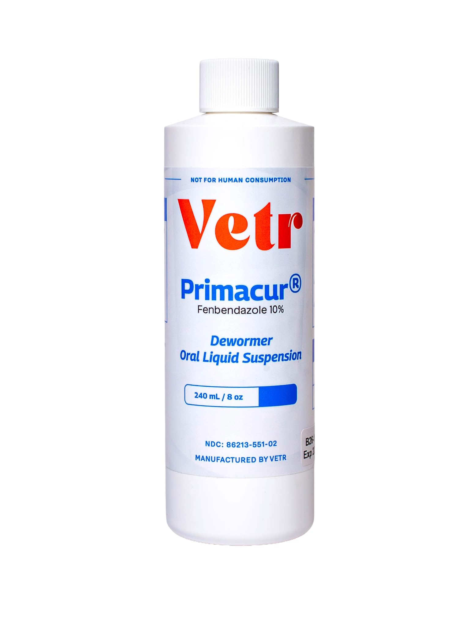 Vetr Primacur bottle pour demonstrates easy dosing for pets.