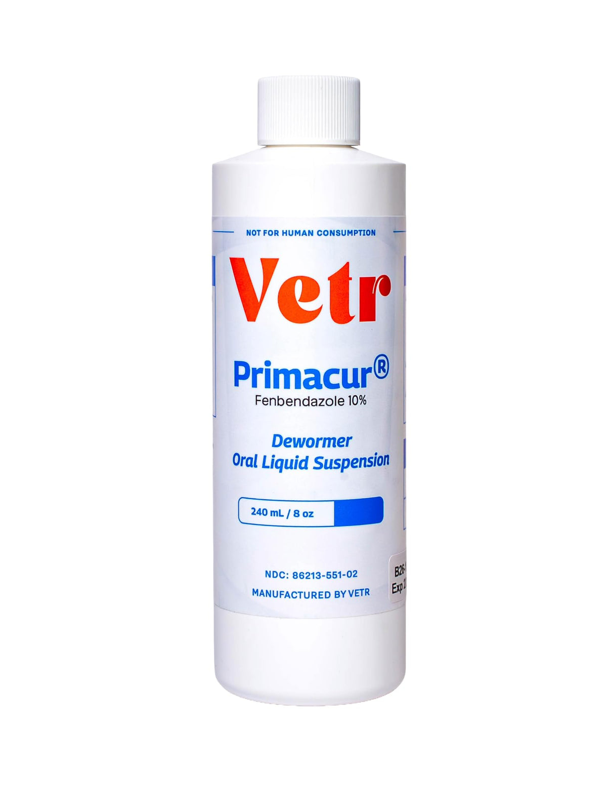 Vetr Primacur bottle pour demonstrates easy dosing for pets.