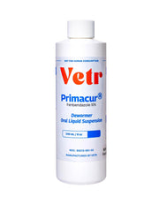 Vetr Primacur bottle pour demonstrates easy dosing for pets.