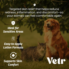 Vetr Skin Relief bite-site care shows quick-absorbing, non-stinging formula for bites.