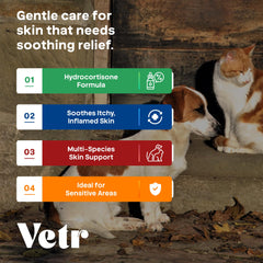 Vetr Skin Relief USA formulation emphasizes GMP-quality ingredients for pet skin support.