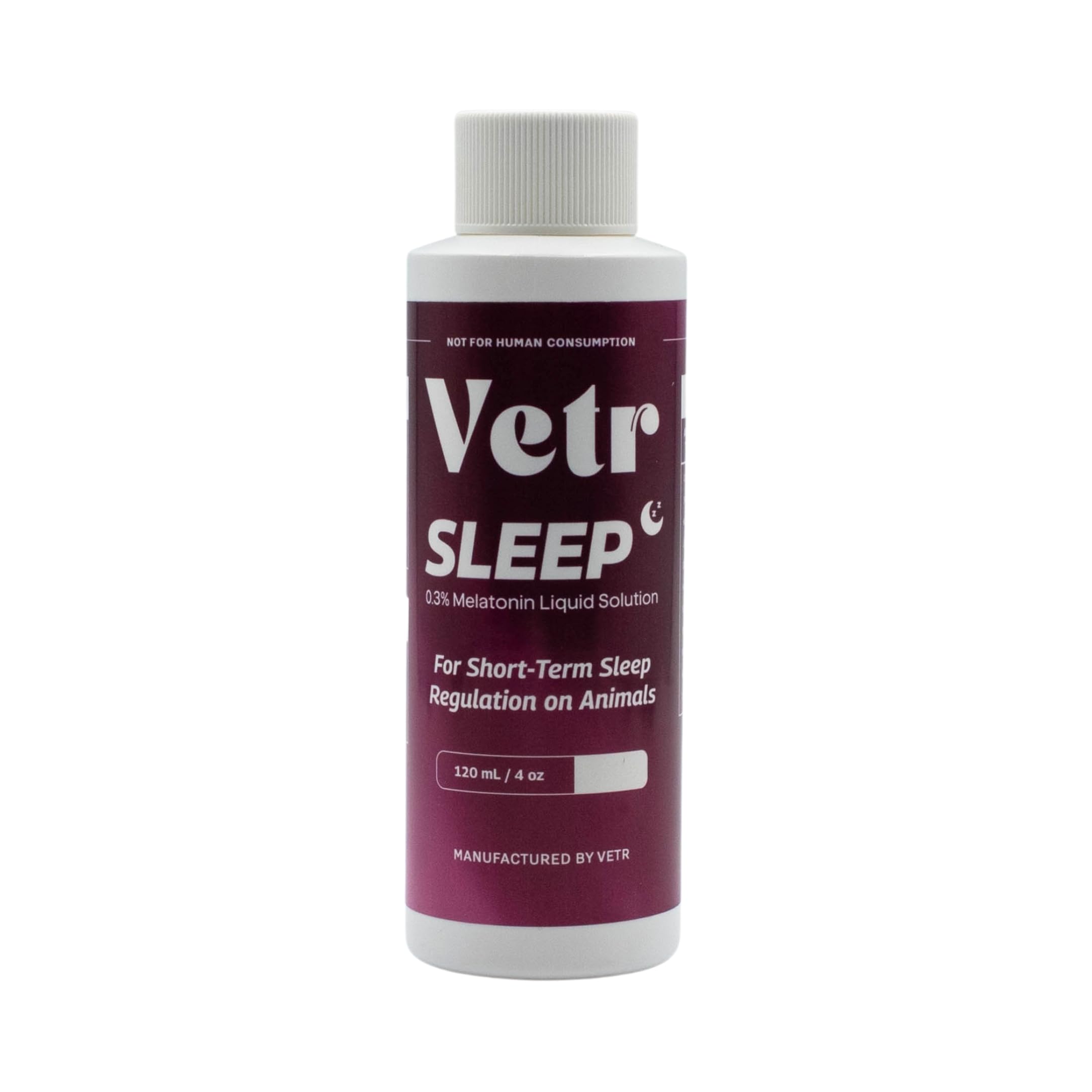 VETR Sleep bottle front promotes calm for dogs and cats.