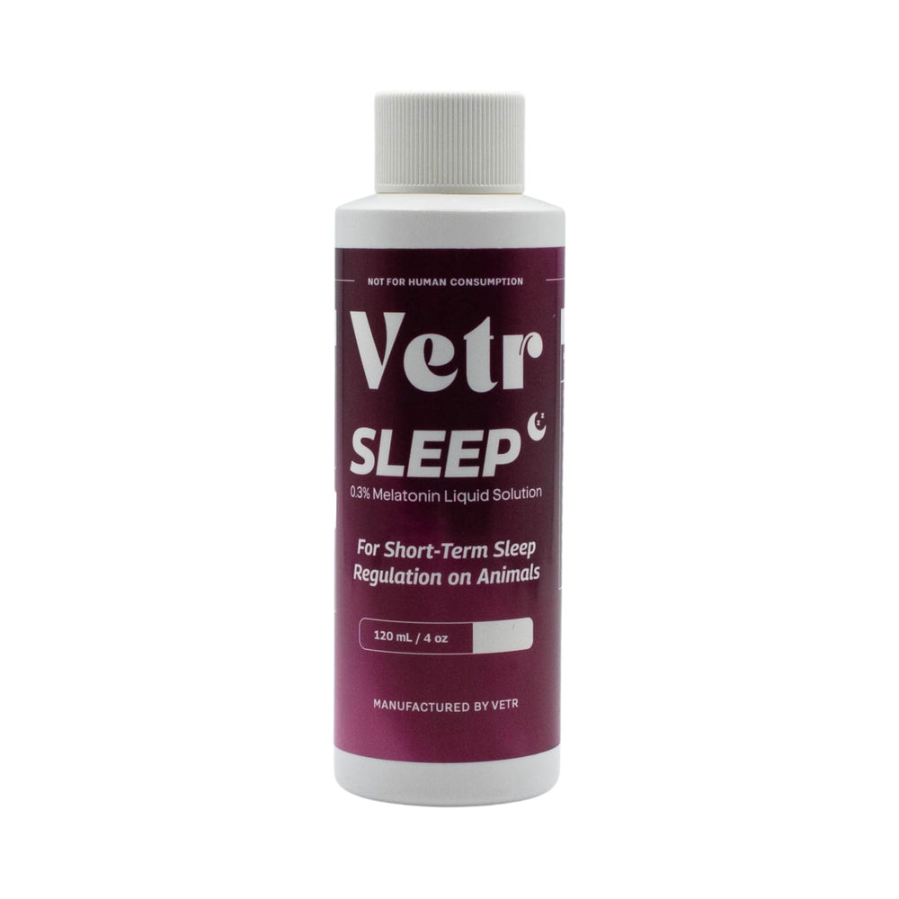 VETR Sleep bottle front promotes calm for dogs and cats.