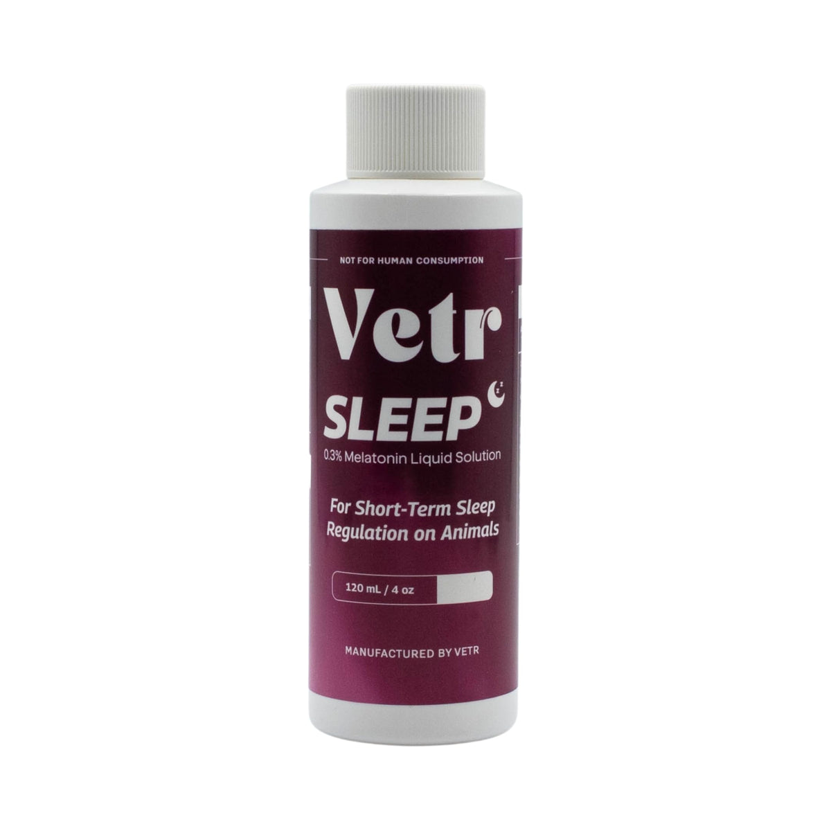 VETR Sleep bottle front promotes calm for dogs and cats.