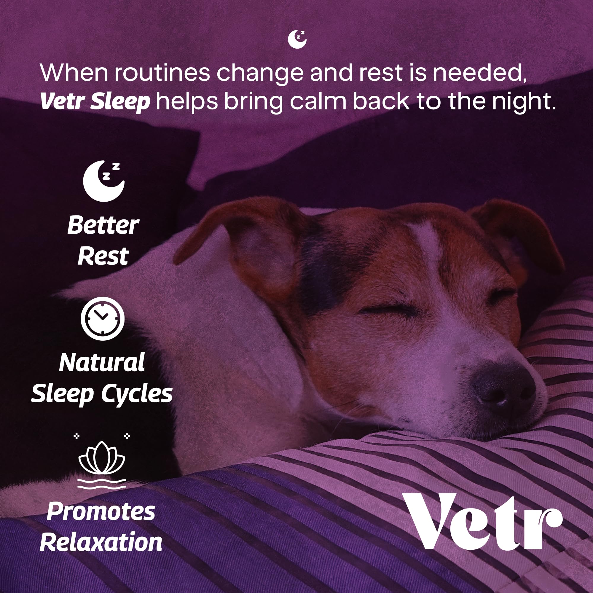 VETR Sleep label closeup shows dosing directions for safe use.