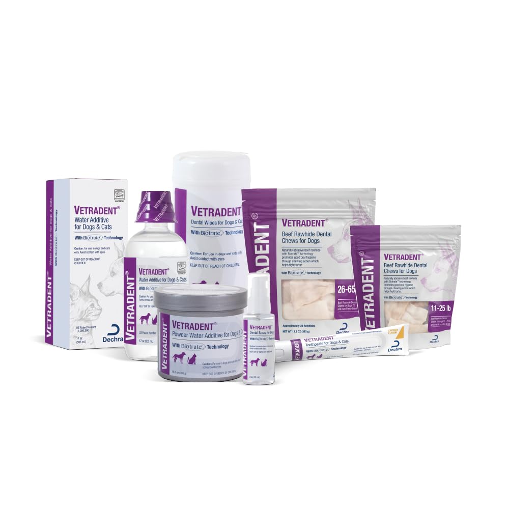 Pet water bowl with Vetradent mixed for daily care.