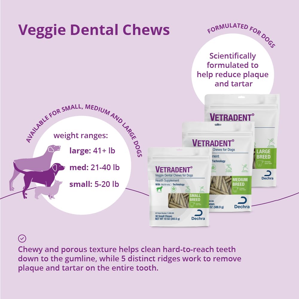 Vetradent Veggie Chews porous texture closeup showing chew action.