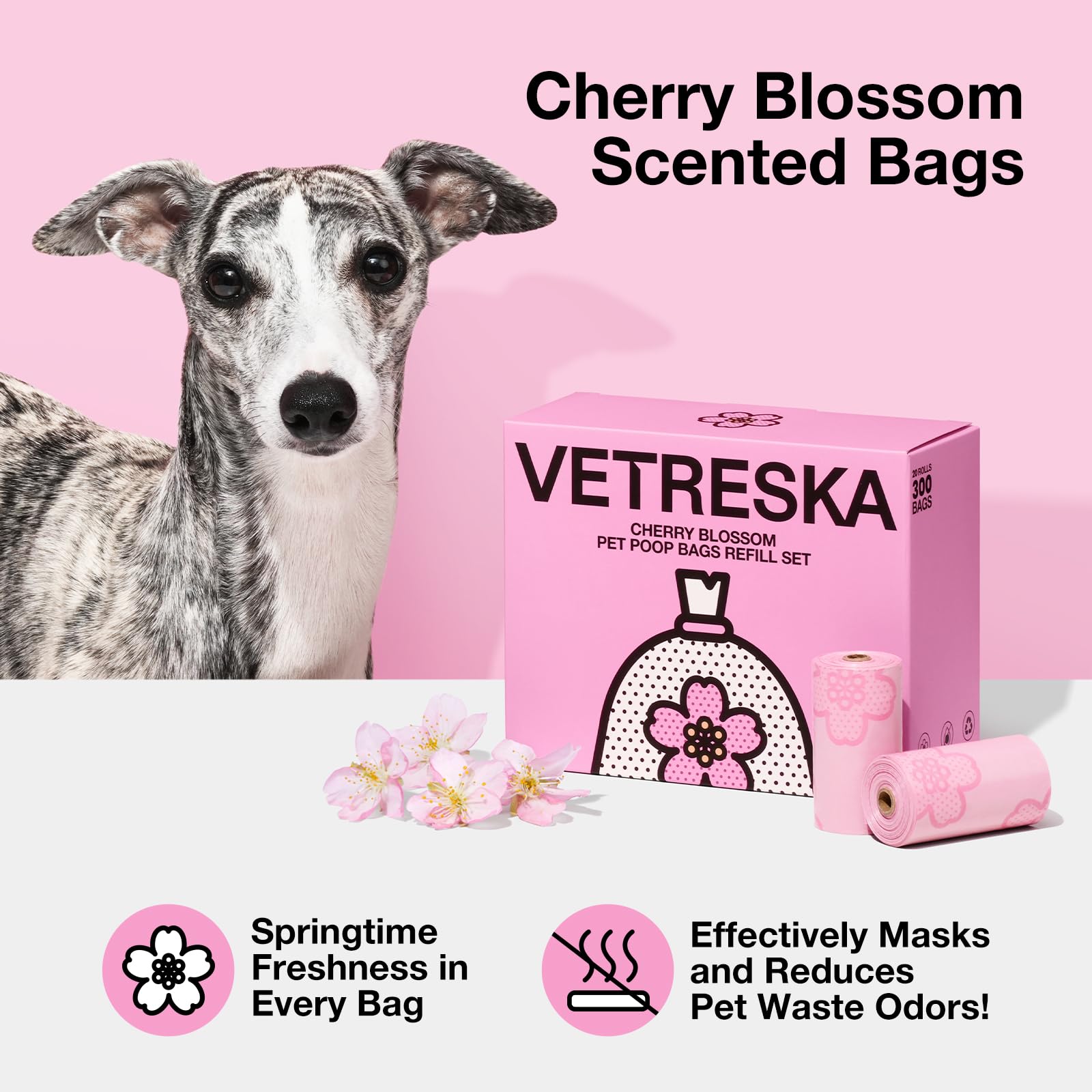 VETRESKA pink cherry blossom design adds a pleasing touch to walks.