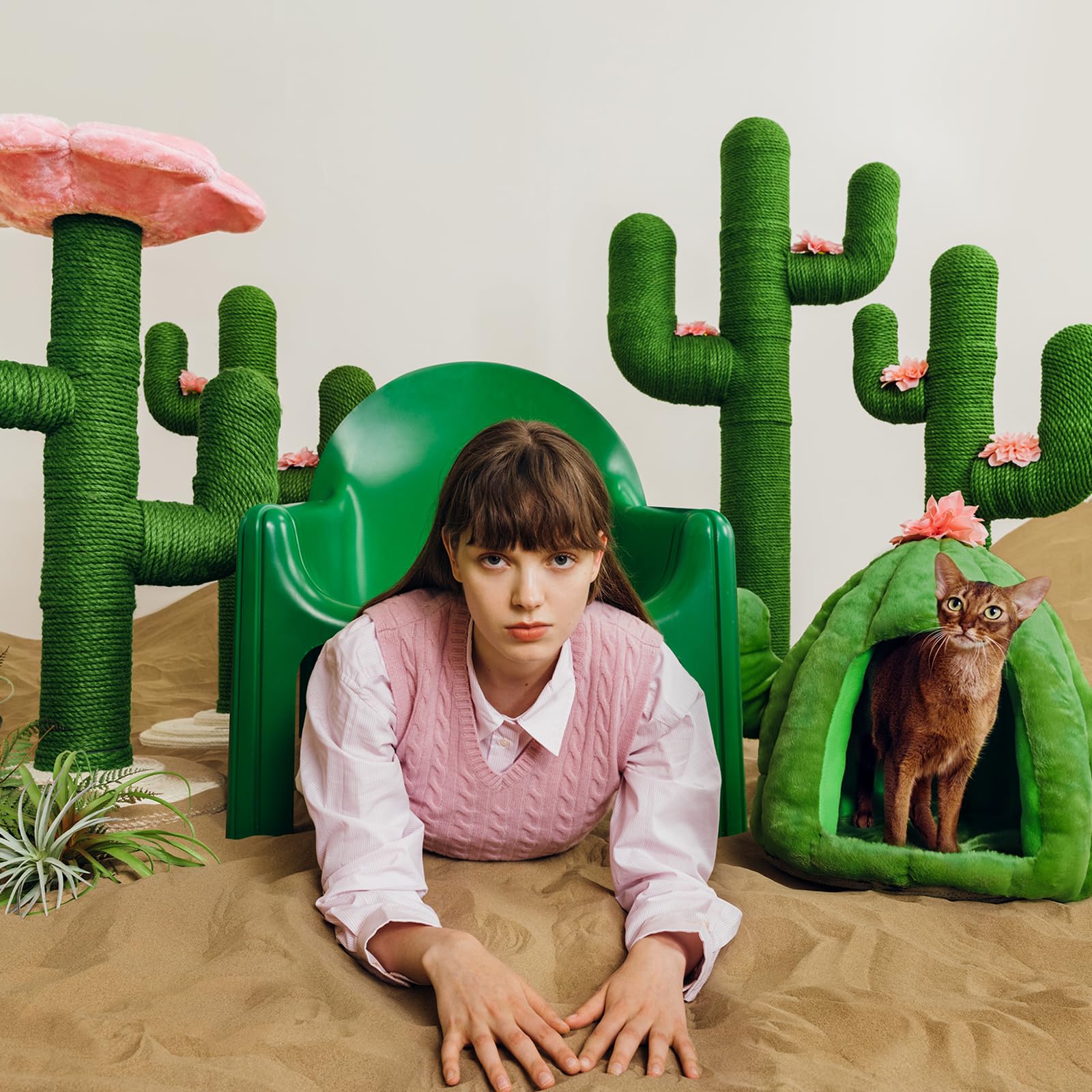 Vetreska cactus cat tree helps protect furniture from playful claws