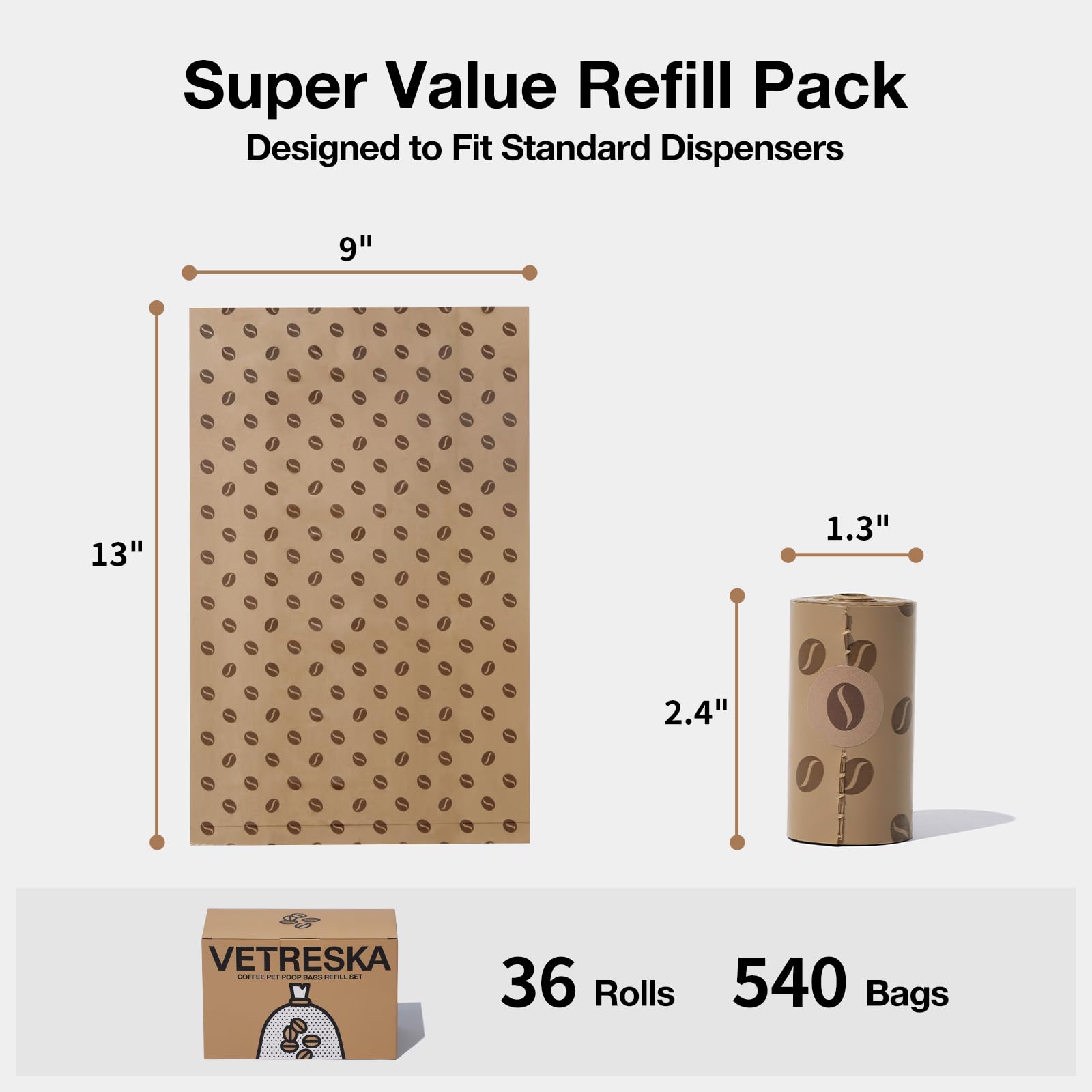 Vetreska coffee bean shape design on poop bags
