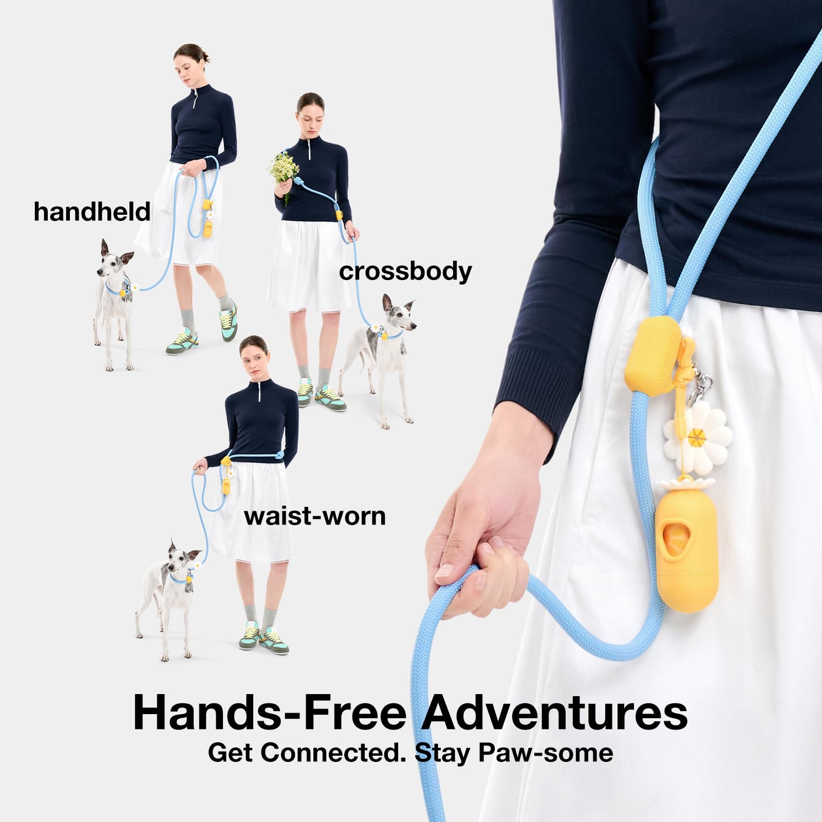 VETRESKA safety buckle prevents escapes while your dog remains within reach.