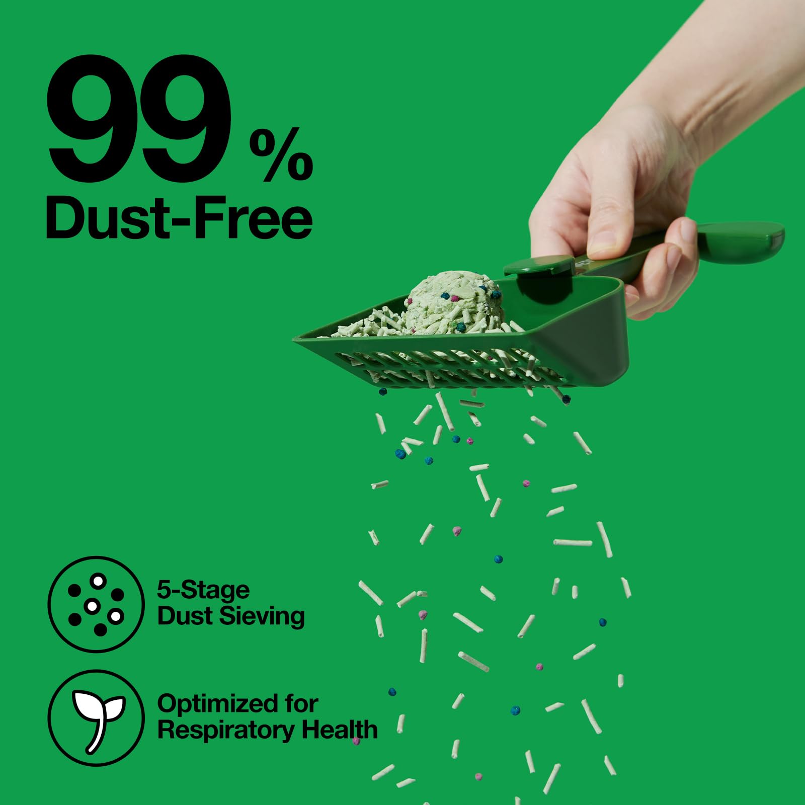 VETRESKA Tofu Cat Litter green tea odor control for a fresher space.