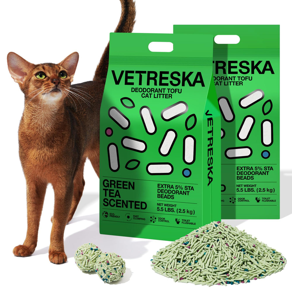 VETRESKA Tofu Cat Litter greentea packaging for secure storage and easy handling.