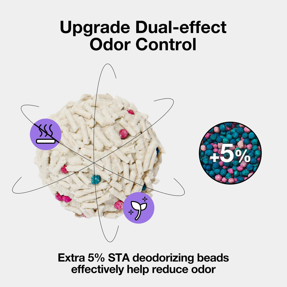 VETRESKA tofu cat litter low-tracking design keeps floors clean.