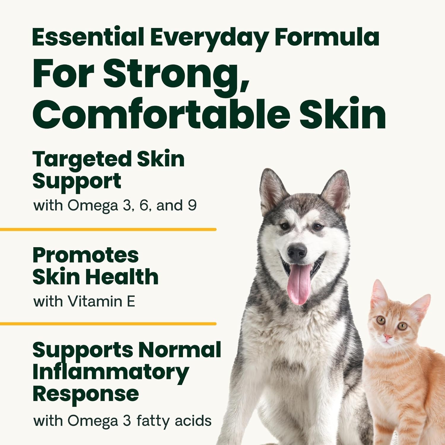 VetriScience Omega Healthy Skin label close-up highlights EPA and DHA