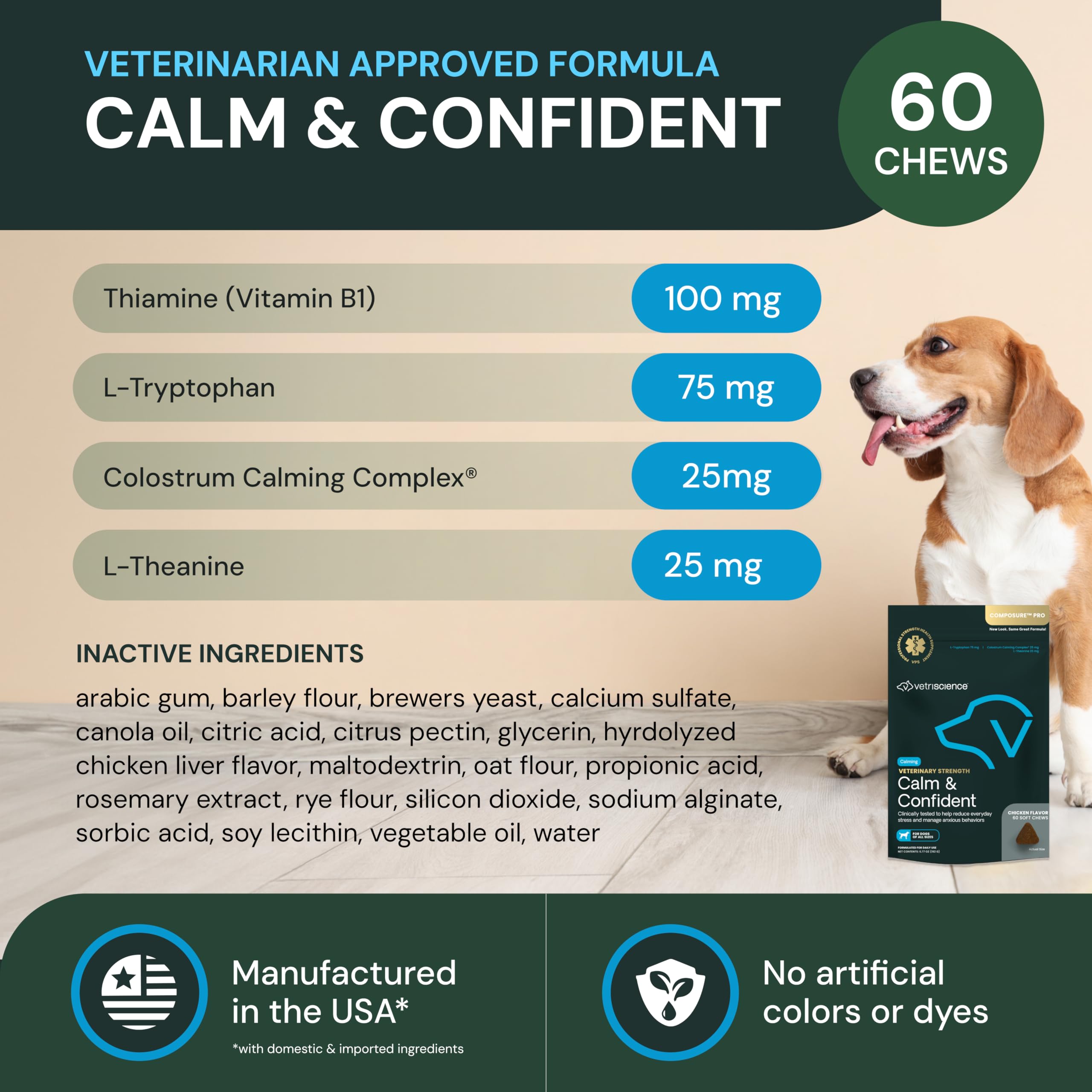 VetriScience Calm & Confident chews for cats, a treat promoting calmer behavior.