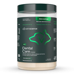 VetriScience Dental Care Powder tub for easy daily use and oral health.