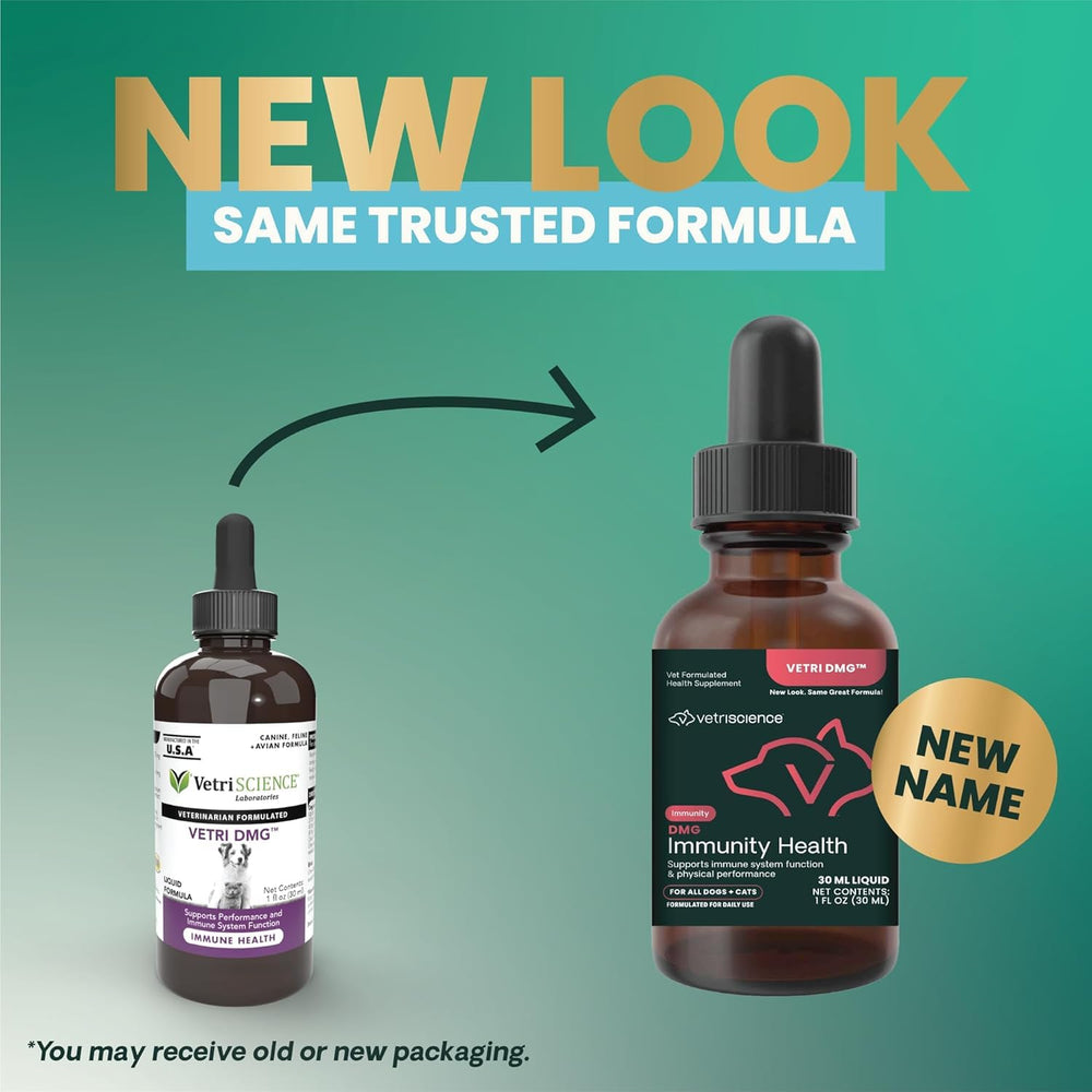 VetriScience DMG Immunity Health dropper dosing for easy administration.