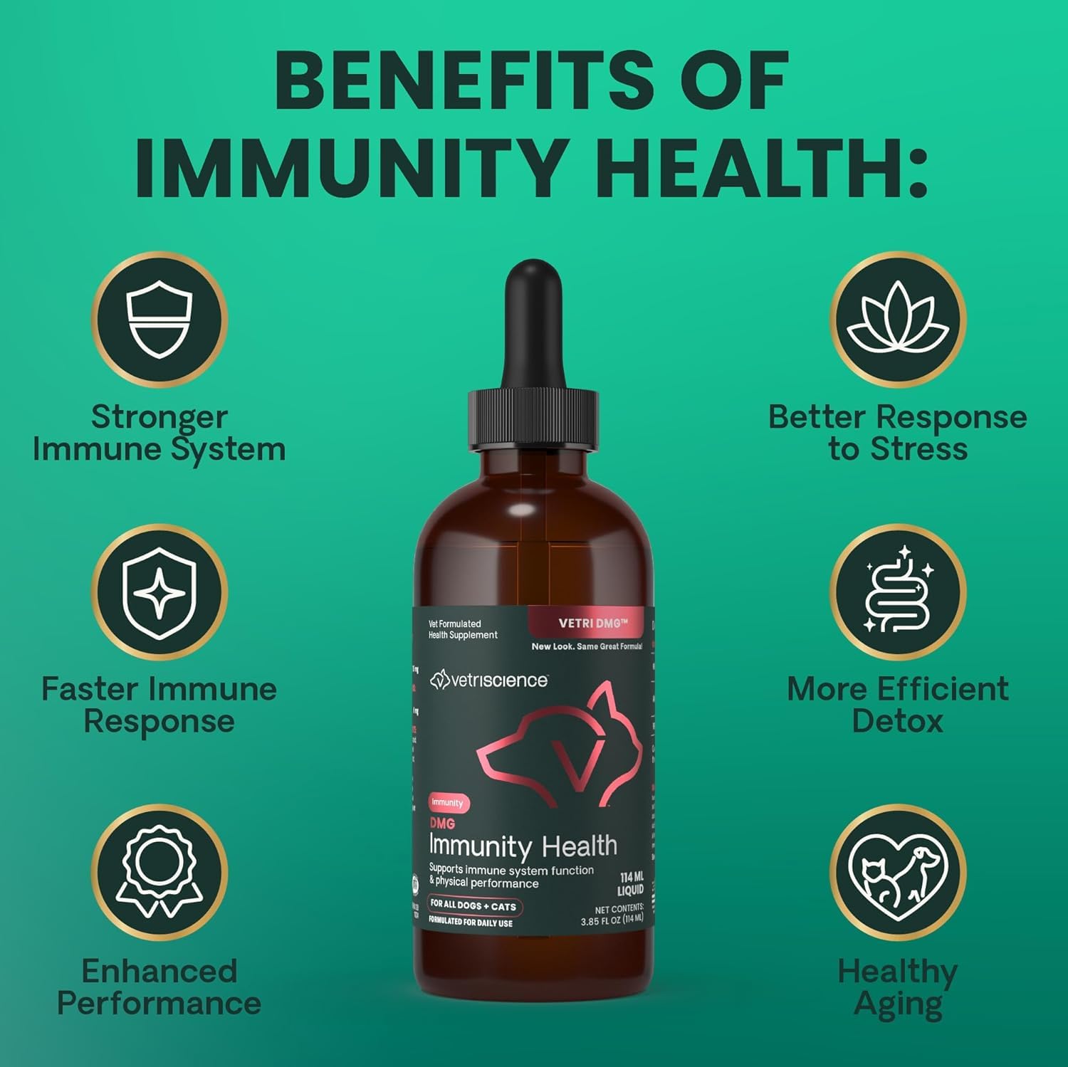 VetriScience DMG Immunity Health food-mix compatibility for easy daily use.