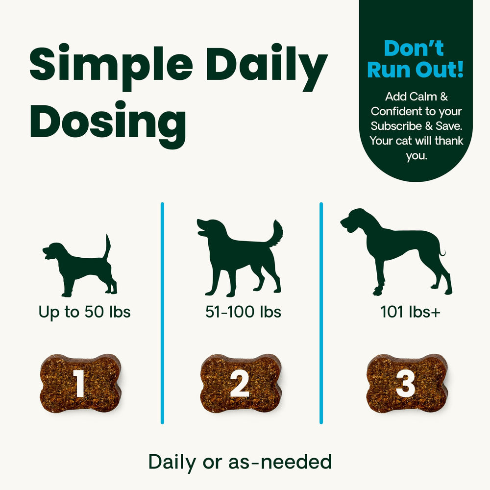 VetriScience Calm & Confident chews for travel and vet visits.