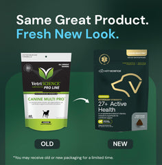 VetriScience duck-flavor bottle back label highlighting ingredients and feeding guidance