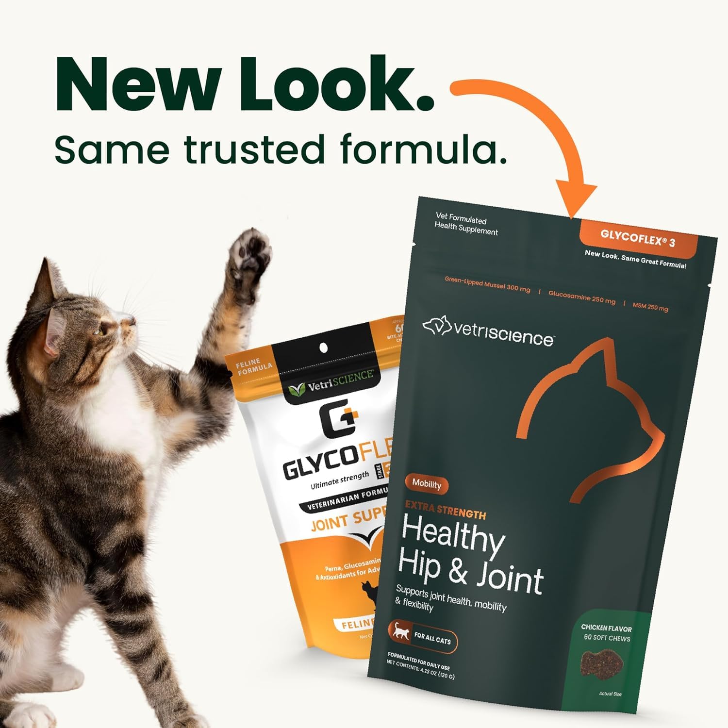 Extra Strength Healthy Hip & Joint chews as a cat treat supports flexibility.