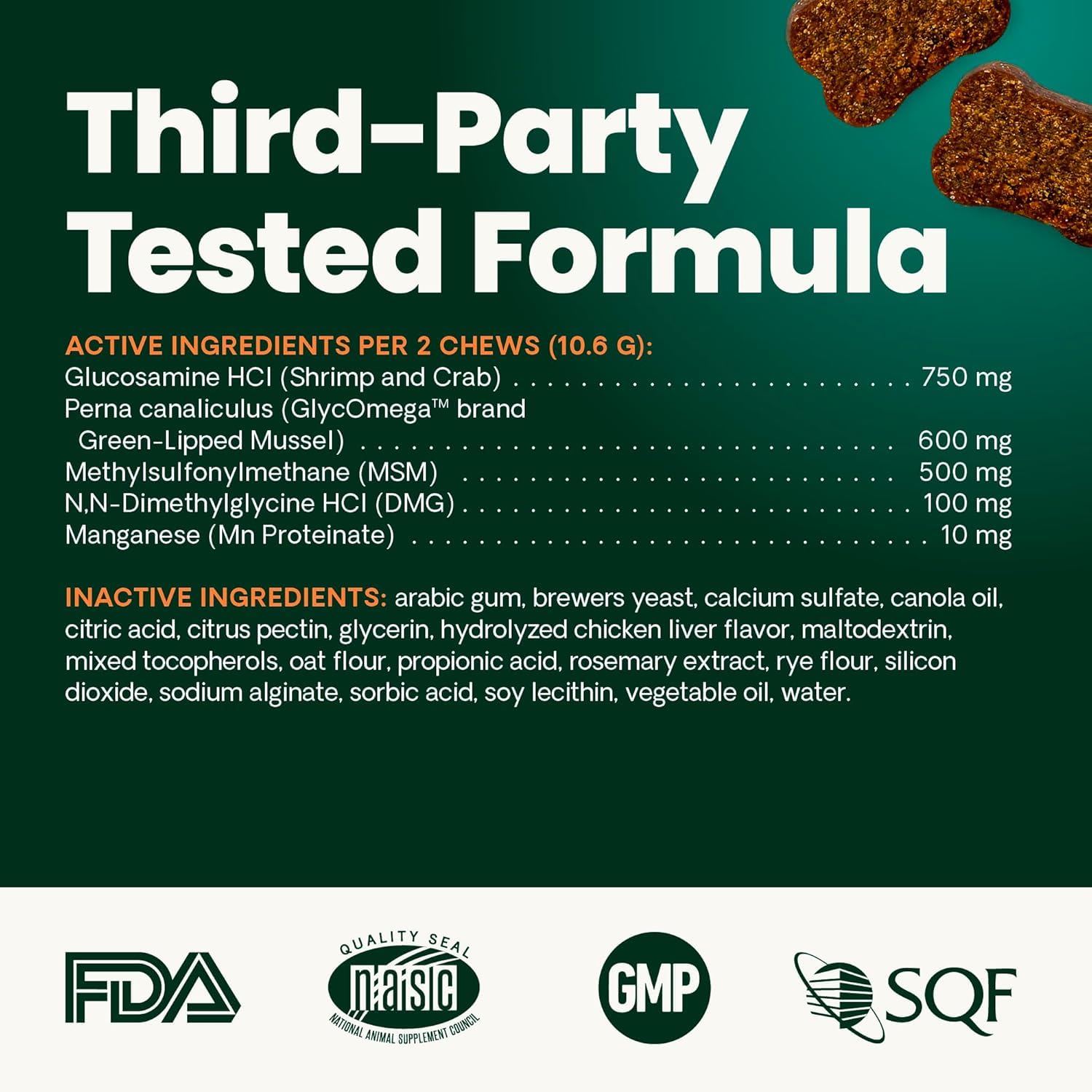 Close-up of GlycoFlex 2 label emphasizing trusted dog joint care