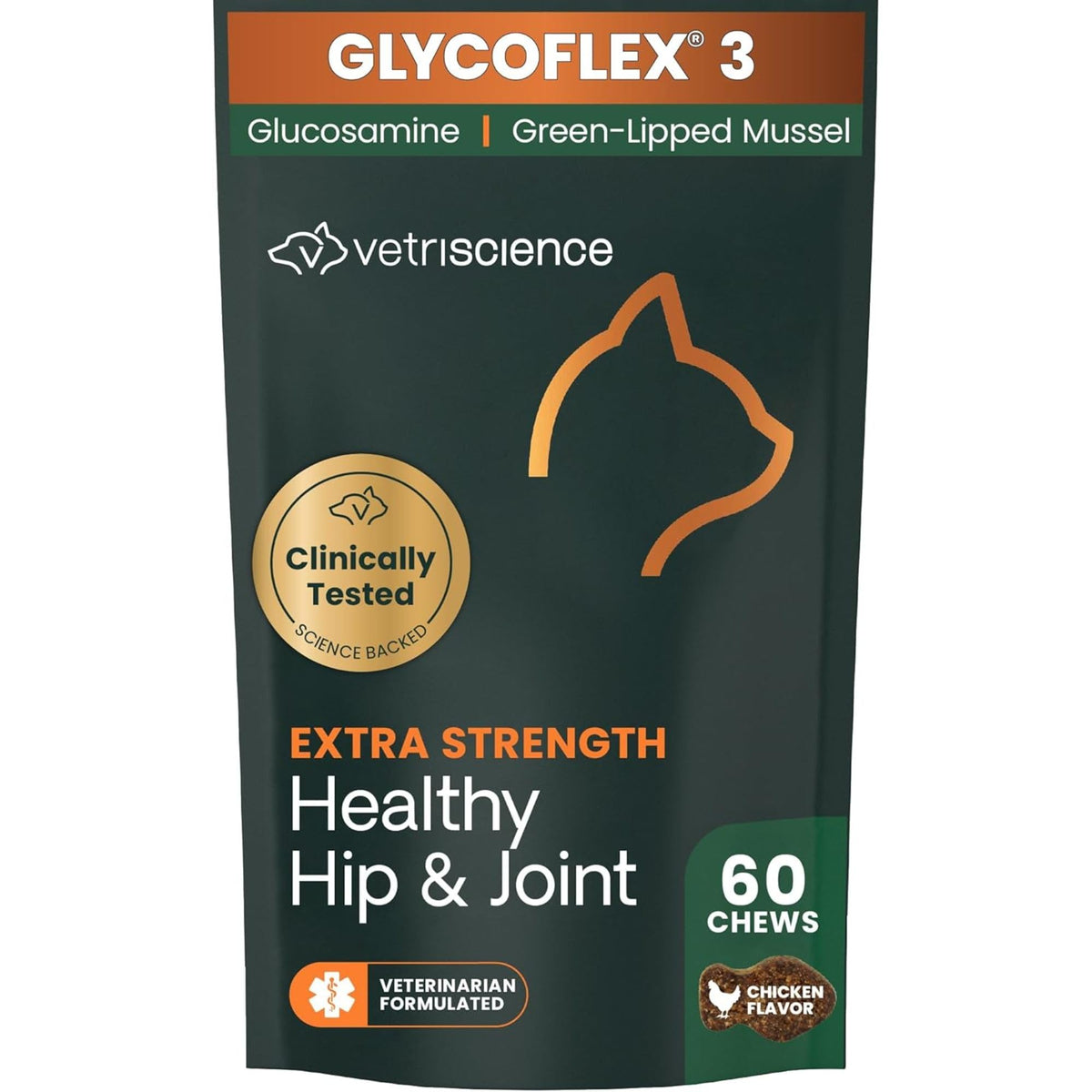 VetriScience GlycoFlex cat chews bottle supports joint mobility.