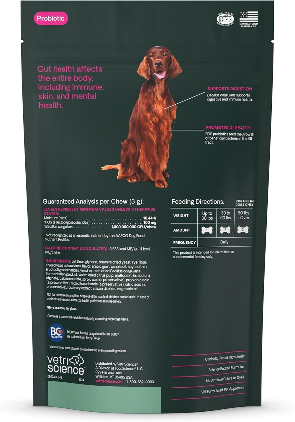 VetriScience Gut Health Chews serving dish for easy daily administration and routine