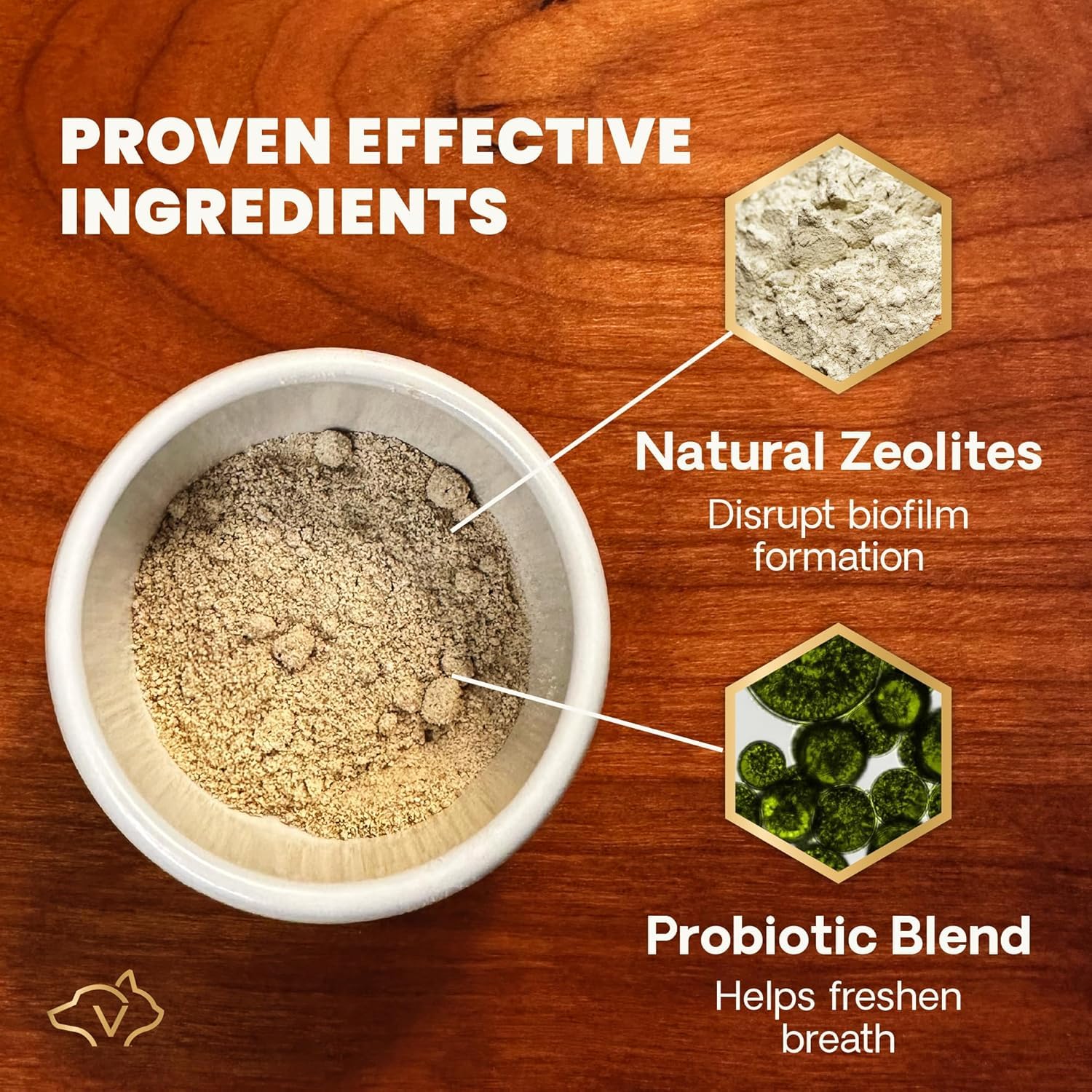 Powder sprinkled into pet bowl highlighting simple daily use