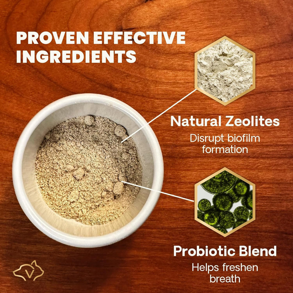 Powder sprinkled into pet bowl highlighting simple daily use