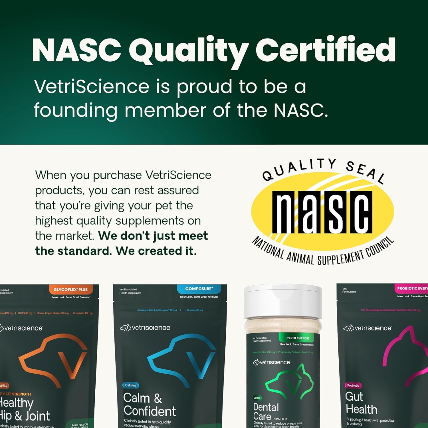VetriScience Healthy Spine & Disc bottle with label, NASC-certified quality.