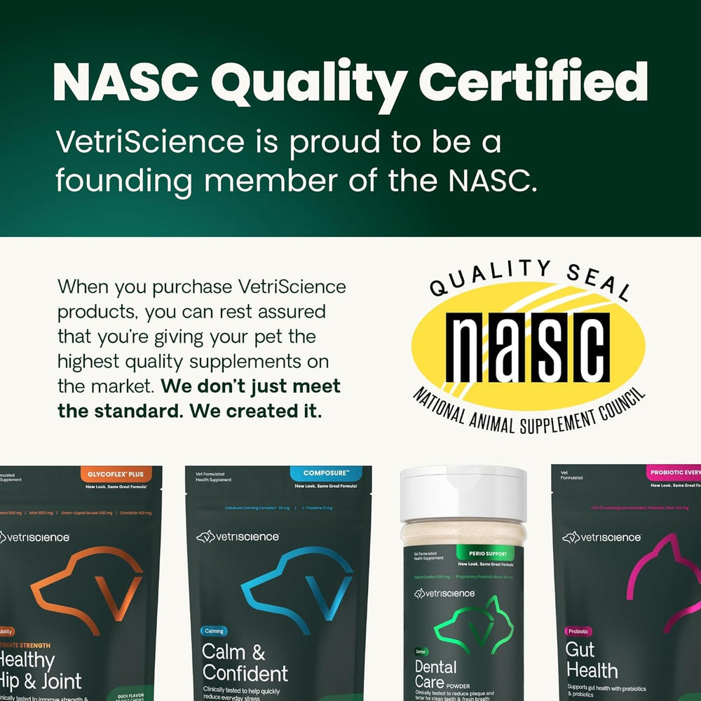 VetriScience Healthy Spine & Disc bottle with label, NASC-certified quality.