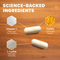 VetriScience Immunity Health capsules in hand for easy addition to dog meals.