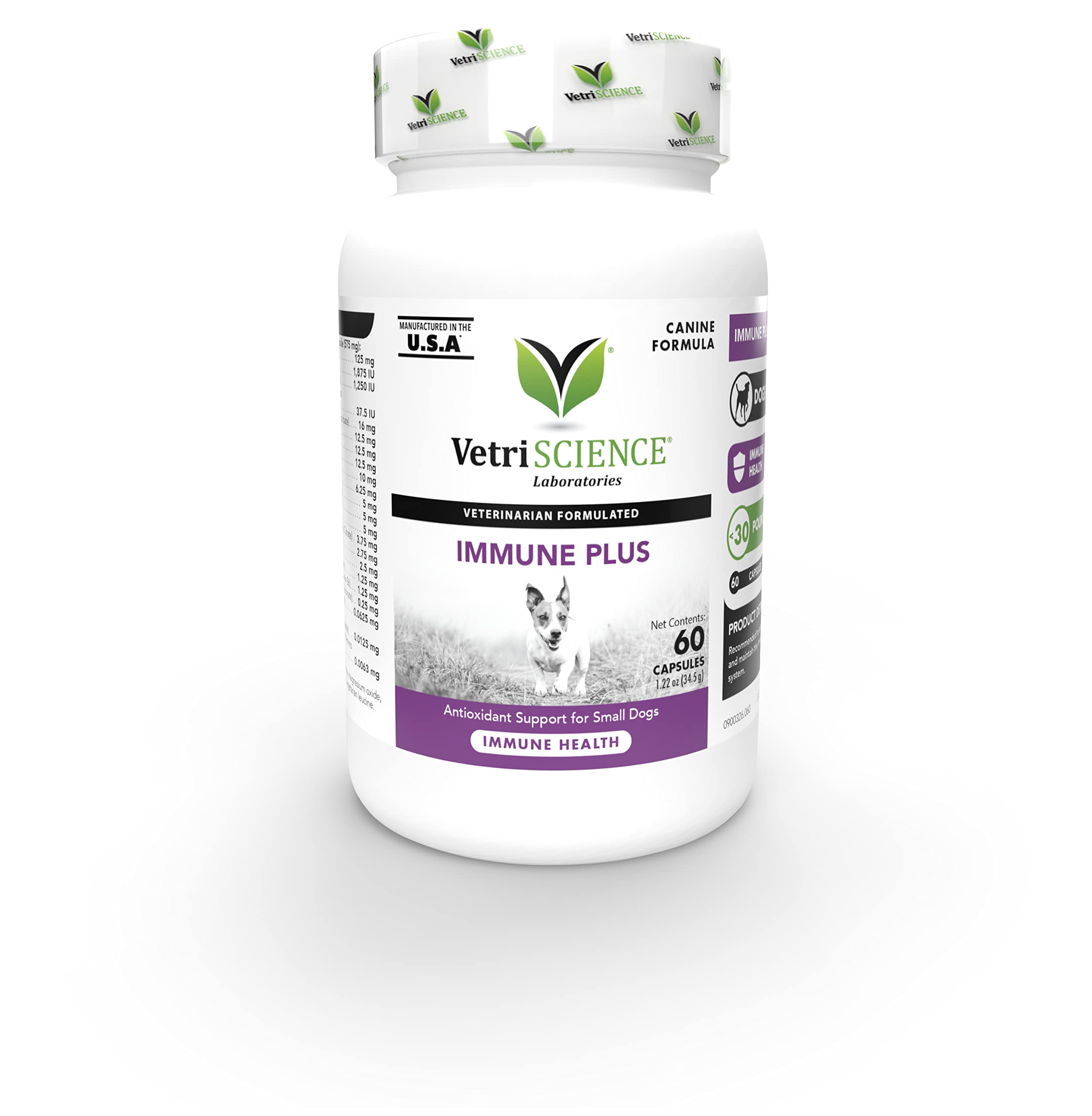 VetriScience Immunity Health small dogs bottle with capsules promotes daily immune support