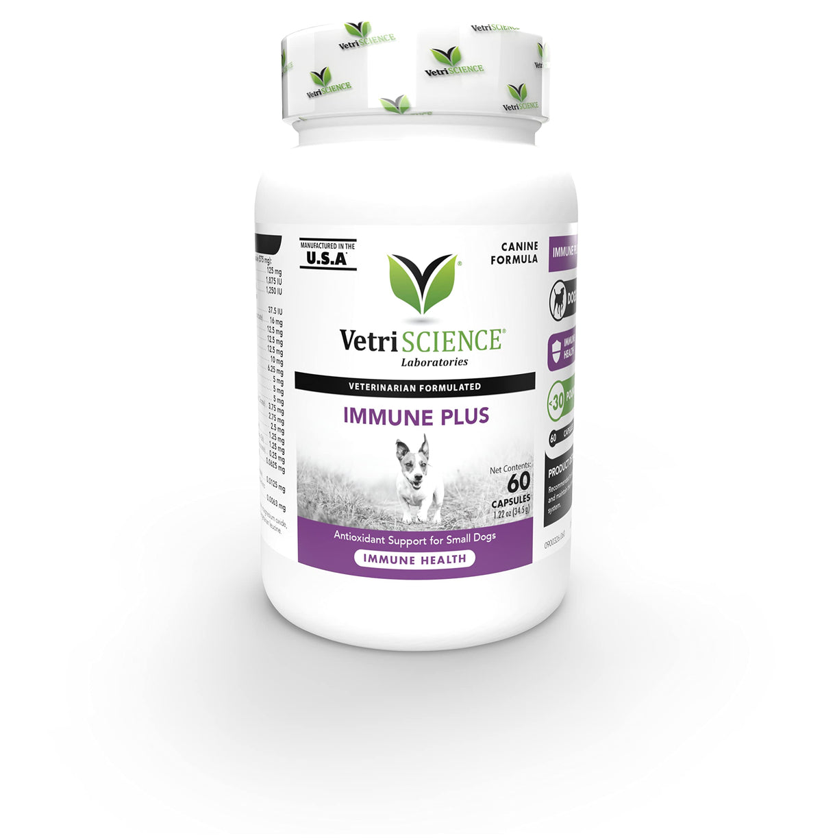 VetriScience Immunity Health small dogs bottle with capsules promotes daily immune support