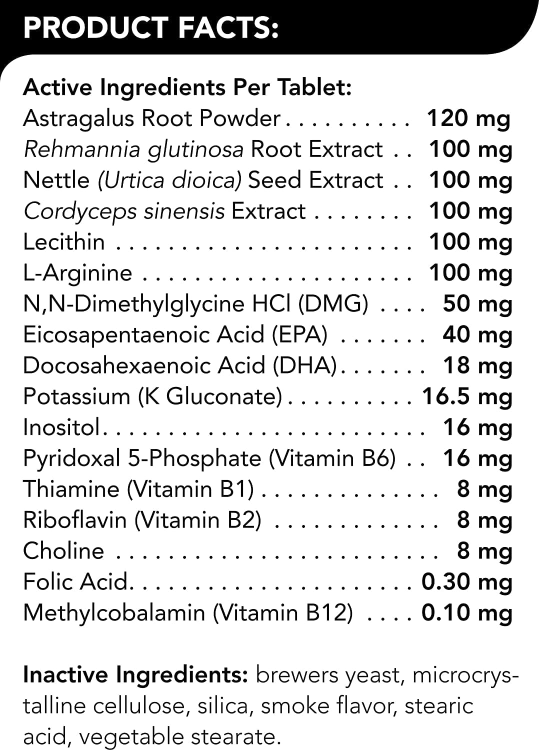 VetriScience Kidney Health formula highlights astragalus and cordyceps for kidney support.
